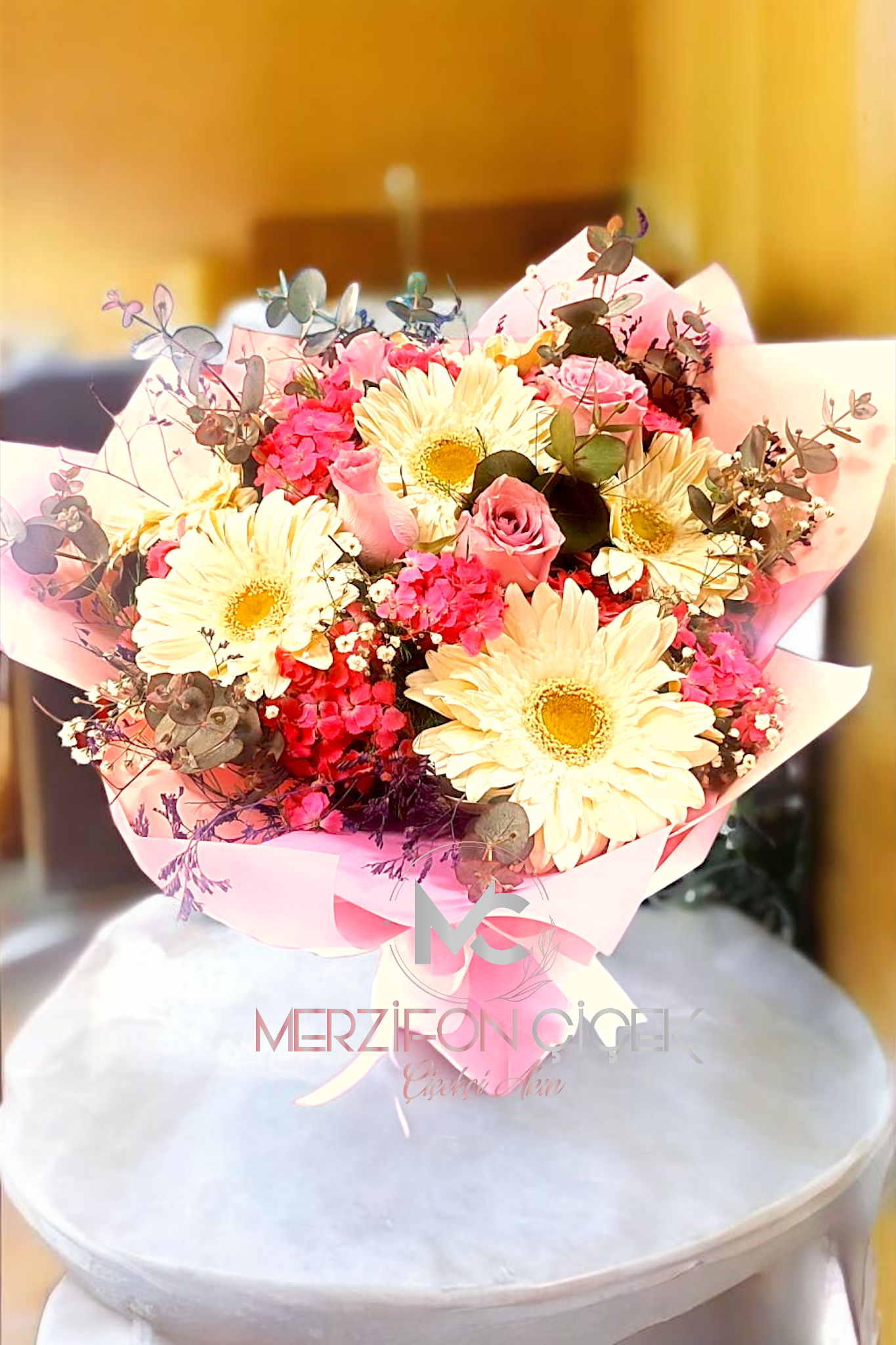 Pembe beyazlı buket